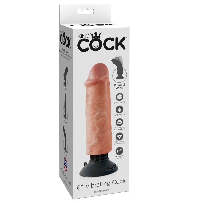 KING COCK - DILDO VIBRADOR 15.24 CM NATURAL KING COCK