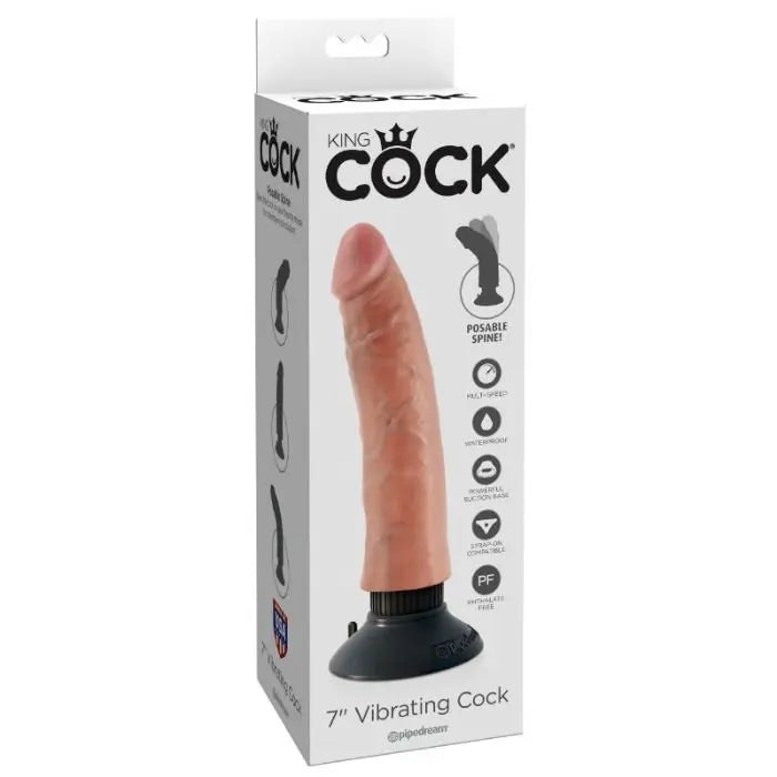 KING COCK - DILDO VIBRADOR 17.78 CM NATURAL KING COCK