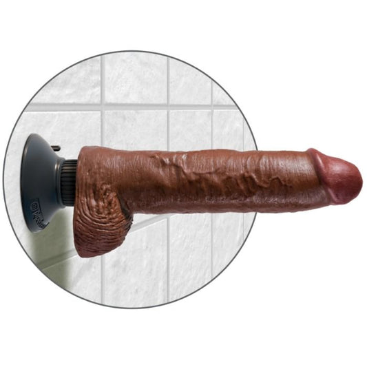 KING COCK - DILDO VIBRADOR CON TESTÍCULOS 25.5 CM COLOR MARRÓN KING COCK
