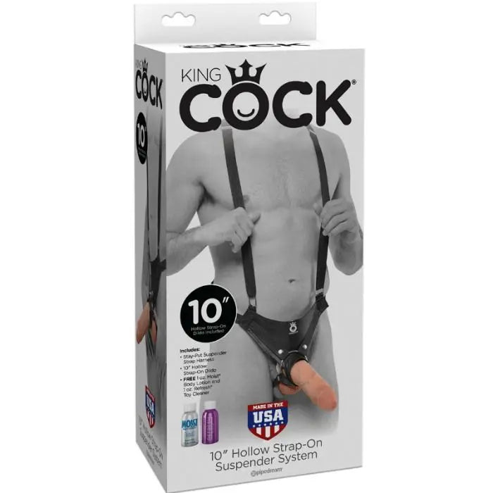 KING COCK - STRAP-ON CON DILDO HUECO 25.5 CM Y TIRANTES COLOR CARNE KING COCK