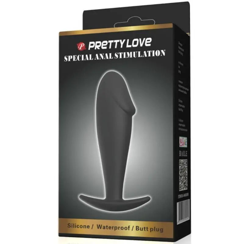 PRETTY LOVE - PLUG ANAL SILICONA FORMA PENE NEGRO PRETTY LOVE BOTTOM