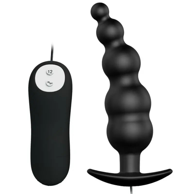 PRETTY LOVE - PLUG ANAL SILICONA ESTIMULACIÓN EXTRA Y 12 MODOS VIBRACIÓN NEGRO CONTROL REMOTO PRETTY LOVE BOTTOM