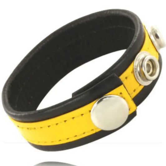 LEATHER BODY - CORREA CUERO AJUSTABLE PENE AMARILLO-NEGRA LEATHER BODY