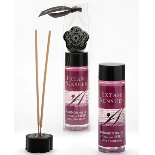 EXTASE SENSUAL - ACEITE MASAJE EFECTO CALOR CON FEROMONAS MORA 100 ML EXTASE SENSUAL