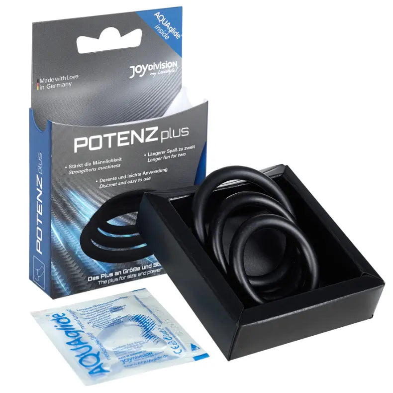 JOYDIVISION POTENZDUO - PLUS PACK 3 ANILLOS PARA PENE NEGRO - S, M, L JOYDIVISION POTENZDUO