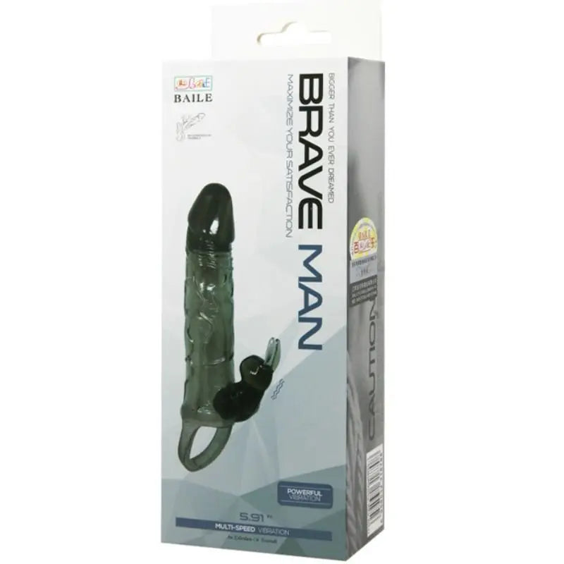 BAILE - BRAVE MAN FUNDA REALISTICA PENE CON RABBIT 16.5 CM NEGRO BAILE FOR HIM