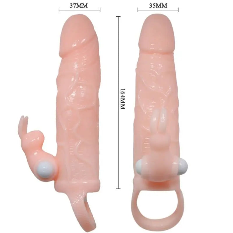 BAILE - BRAVE MAN FUNDA PENE CON RABBIT VIBRADOR 16.5 CM NATURAL BAILE FOR HIM