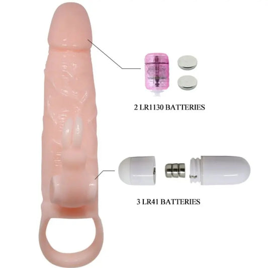 BAILE - BRAVE MAN FUNDA PENE CON RABBIT VIBRADOR 16.5 CM NATURAL BAILE FOR HIM