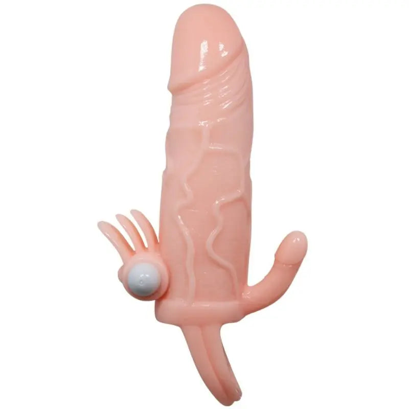 BAILE - BRAVE MAN FUNDA PENE ANAL Y CLITORIS VIBRADOR 16.5 CM NATURAL BAILE FOR HIM
