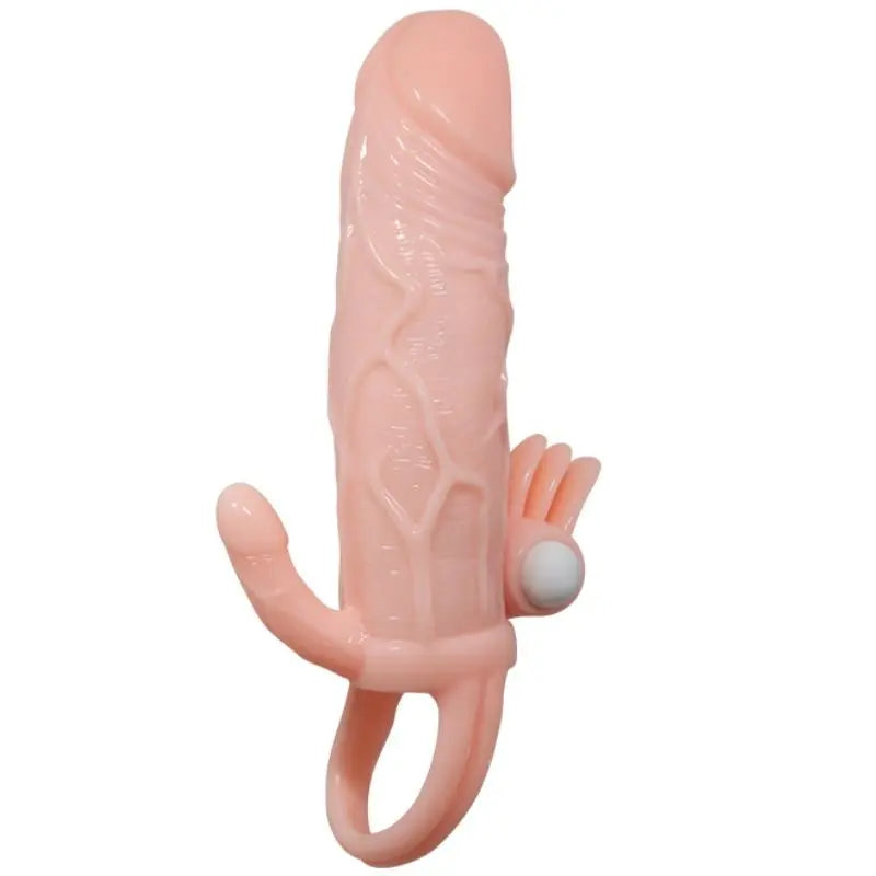 BAILE - BRAVE MAN FUNDA PENE ANAL Y CLITORIS VIBRADOR 16.5 CM NATURAL BAILE FOR HIM