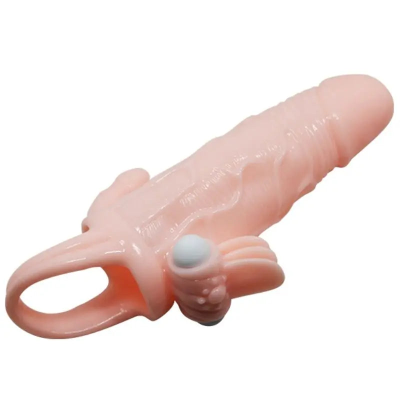 BAILE - BRAVE MAN FUNDA PENE ANAL Y CLITORIS VIBRADOR 16.5 CM NATURAL BAILE FOR HIM