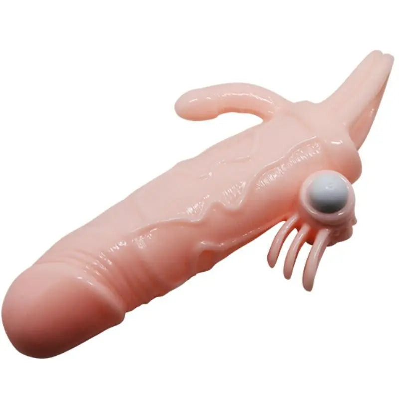 BAILE - BRAVE MAN FUNDA PENE ANAL Y CLITORIS VIBRADOR 16.5 CM NATURAL BAILE FOR HIM