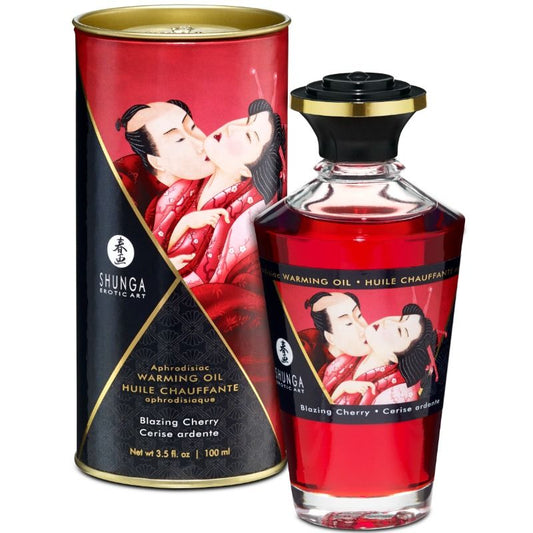 SHUNGA - ACEITE MASAJE EFECTO CALOR SABOR INTENSO CEREZA 100 ML SHUNGA OILS