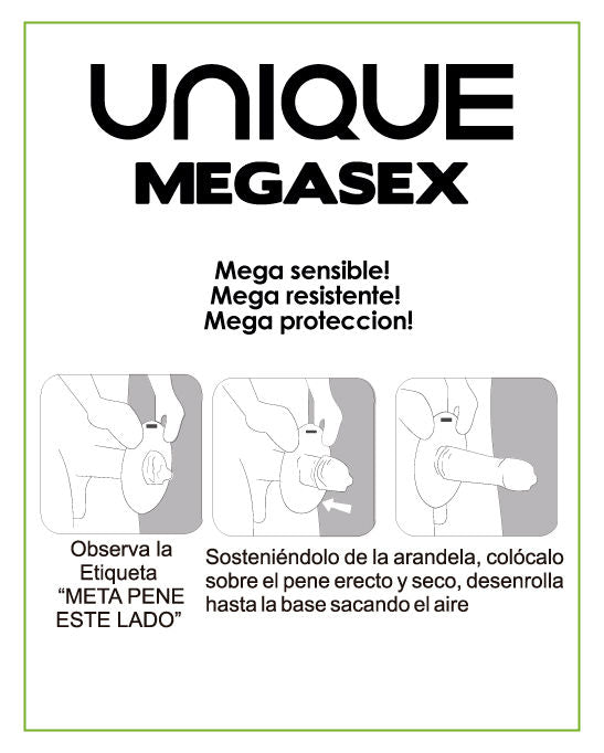 UNIQ - MEGASEX PRESERVATIVOS SENSITIVOS CON LIGUERO SIN LATEX 3 UNIDADES UNIQ