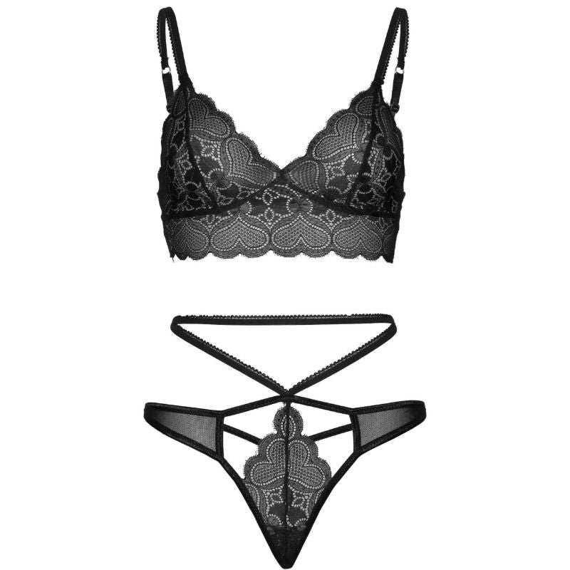 LEG AVENUE - SET 2 PIEZAS CON TANGA DOBLE TIRANTA M/L NEGRO LEG AVENUE SETS