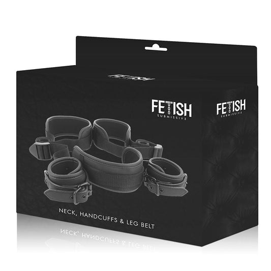 FETISH SUBMISSIVE - POSICIÓN PIERNAS ABIERTAS CON ESPOSAS CON FORRO DE NOPRENO FETISH SUBMISSIVE BONDAGE