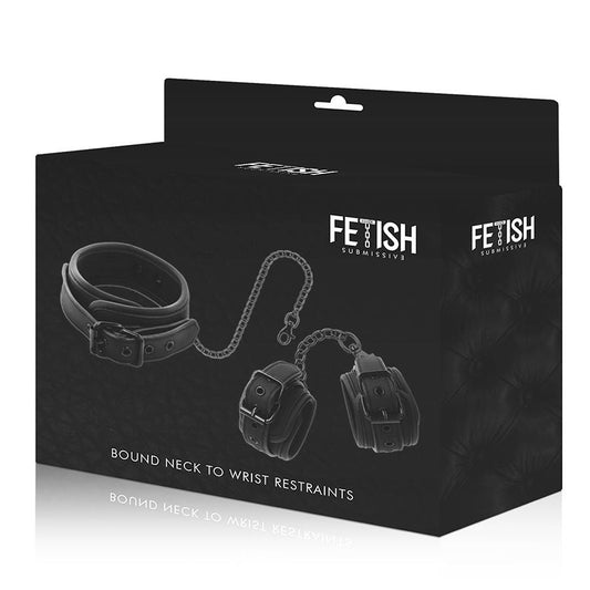 FETISH SUBMISSIVE - COLLAR Y ESPOSAS CUERO VEGANO CON FORRO DE NOPRENO FETISH SUBMISSIVE BONDAGE