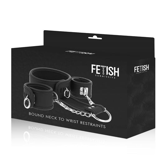 FETISH SUBMISSIVE - COLLAR Y ESPOSAS CUERO VEGANO CON FORRO DE NOPRENO FETISH SUBMISSIVE BONDAGE