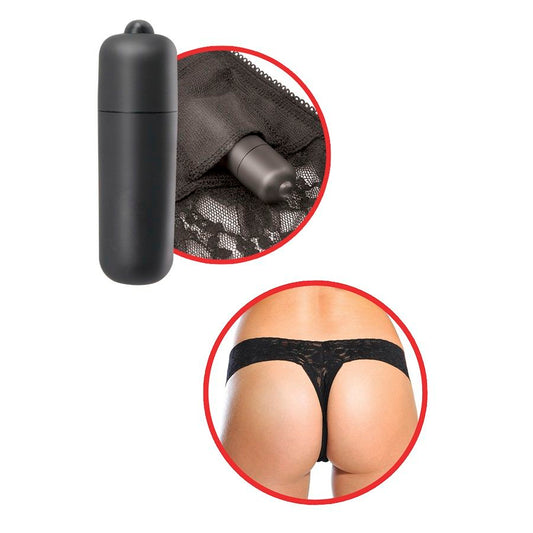FETISH FANTASY SERIES - TANGA DE ENCAJE NEGRO CON VIBRADOR FETISH FANTASY SERIES