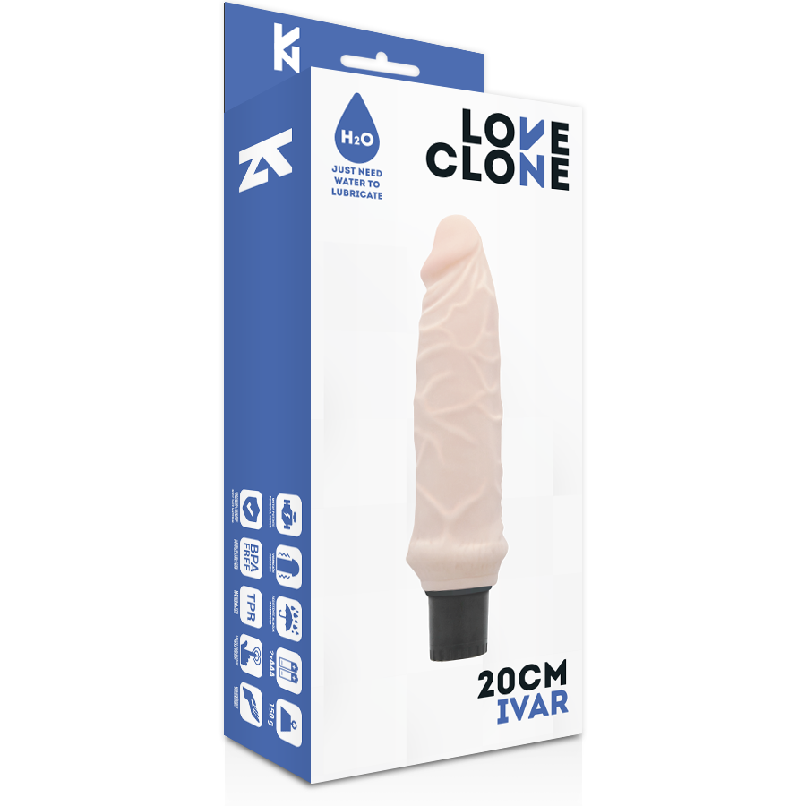 LOVECLONE - IVAR VIBRADOR REALISTICO  SELF LUBRICATION 20 CM -O- 3.7 CM LOVECLONE
