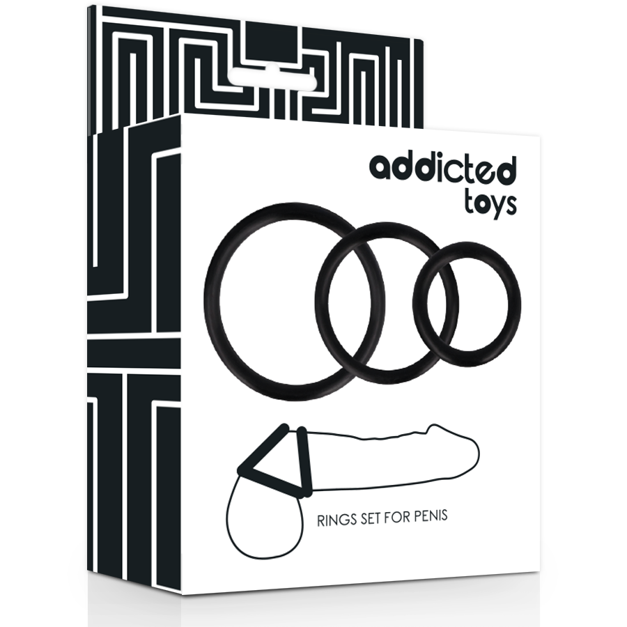 ADDICTED TOYS - SET ANILLOS PENE NEGRO ADDICTED TOYS