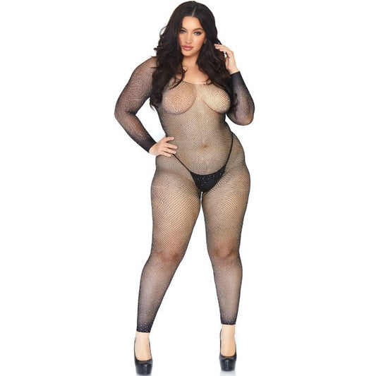 LEG AVENUE - BODYSTOCKING EN RED CON BRILLANTE 1X-2X LEG AVENUE BODYSTOCKINGS