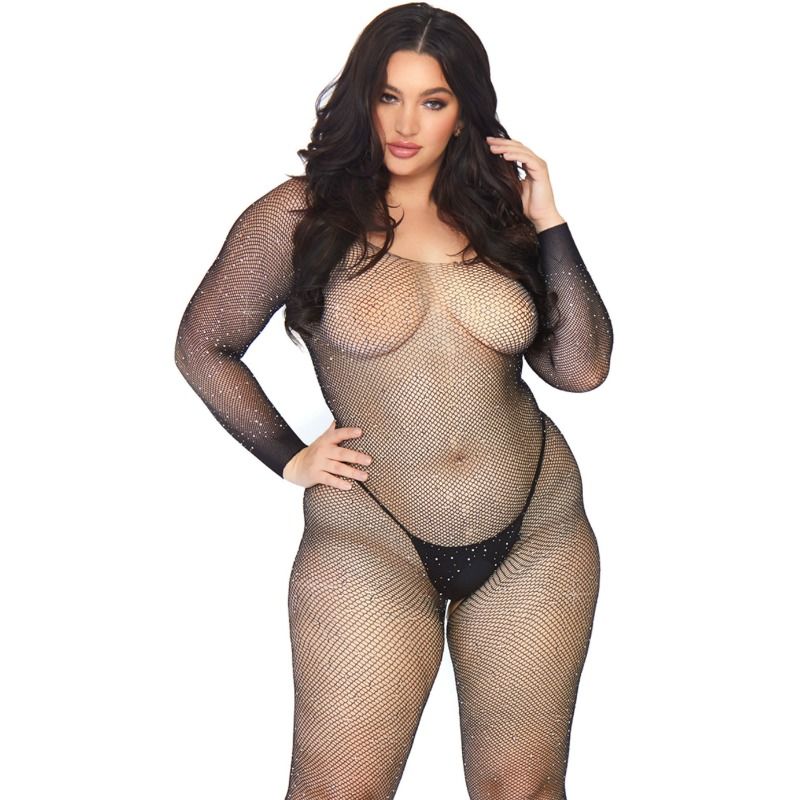 LEG AVENUE - BODYSTOCKING EN RED CON BRILLANTE 1X-2X LEG AVENUE BODYSTOCKINGS