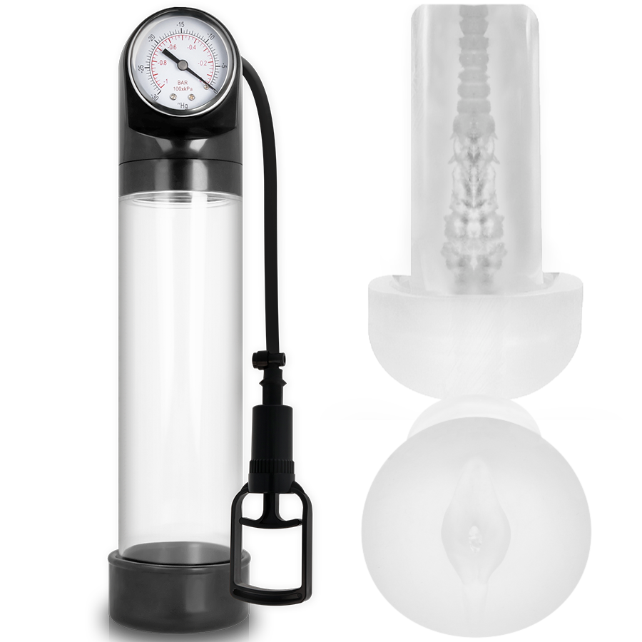 PUMP ADDICTED - BOMBA ERECCIÓN RX9 TRANSPARENTE CON MASTURBADOR PUMP ADDICTED
