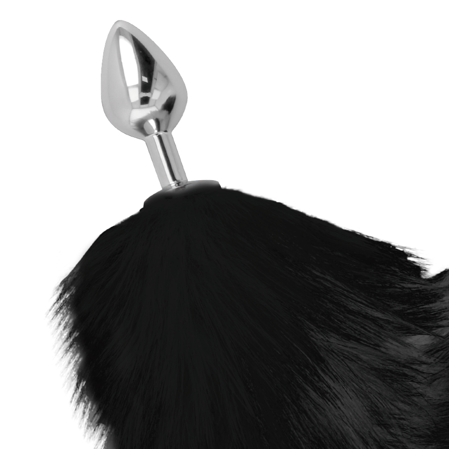 DARKNESS - PLUG ANAL SILVER 8 CM CON COLA NEGRO DARKNESS ANAL