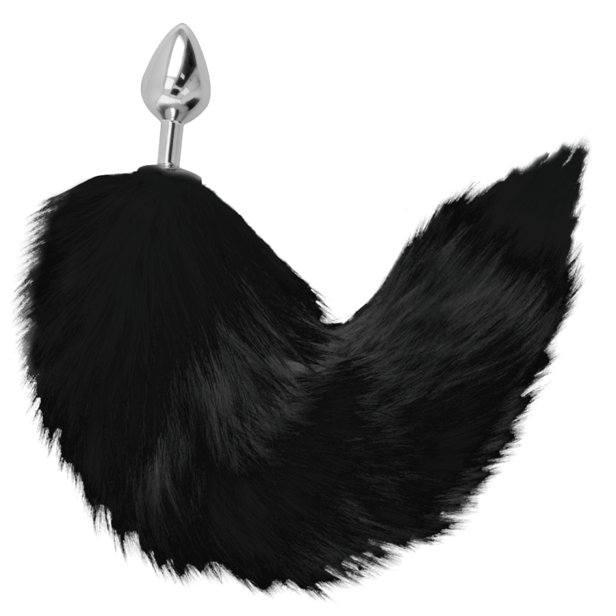 DARKNESS - PLUG ANAL SILVER 8 CM CON COLA NEGRO DARKNESS ANAL