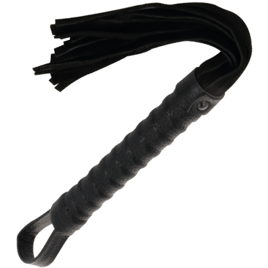 DARKNESS - LÁTIGO BONDAGE NEGRO CON MANGO DE PIEL DARKNESS SENSATIONS