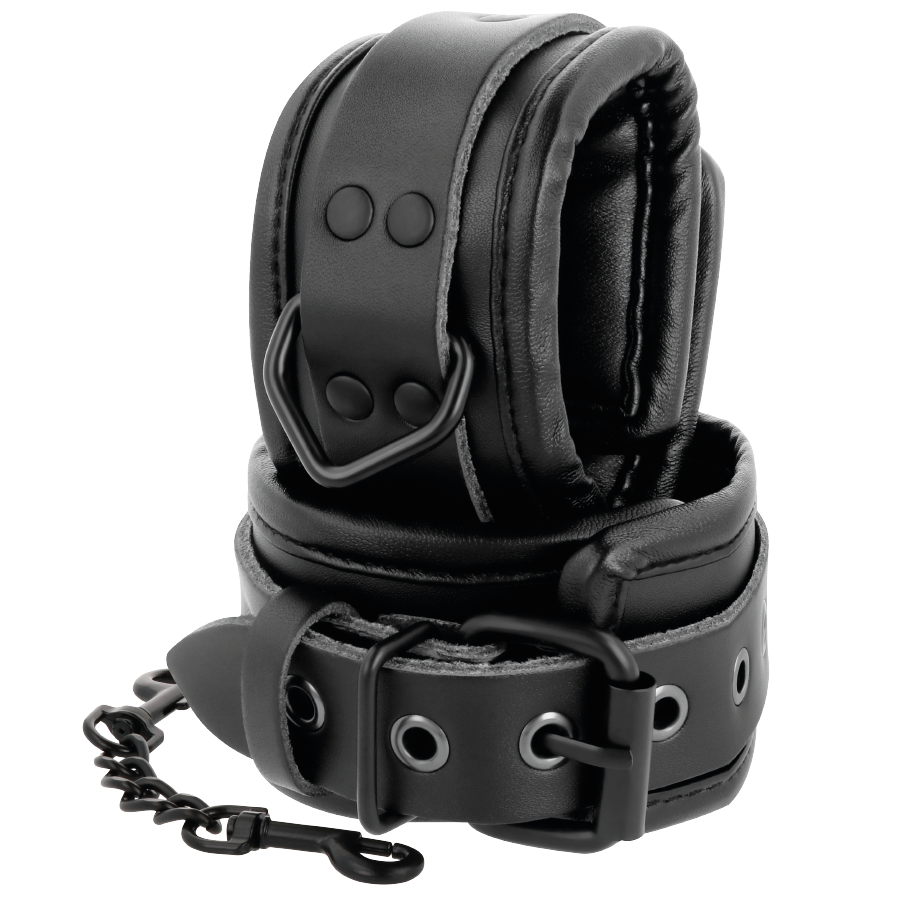 DARKNESS - ESPOSAS AJUSTABLES MANOS LEATHER NEGRO DARKNESS BONDAGE