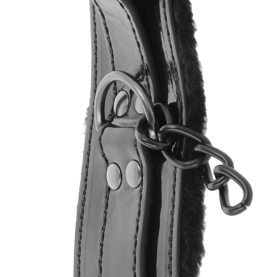 DARKNESS - ESPOSAS CUERO AJUSTABLES TOBILLOS NEGRO CON CANDADO DARKNESS BONDAGE