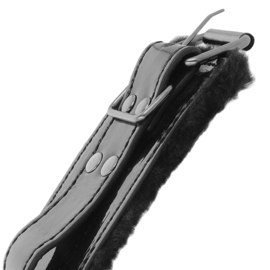 DARKNESS - ESPOSAS CUERO AJUSTABLES TOBILLOS NEGRO CON CANDADO DARKNESS BONDAGE