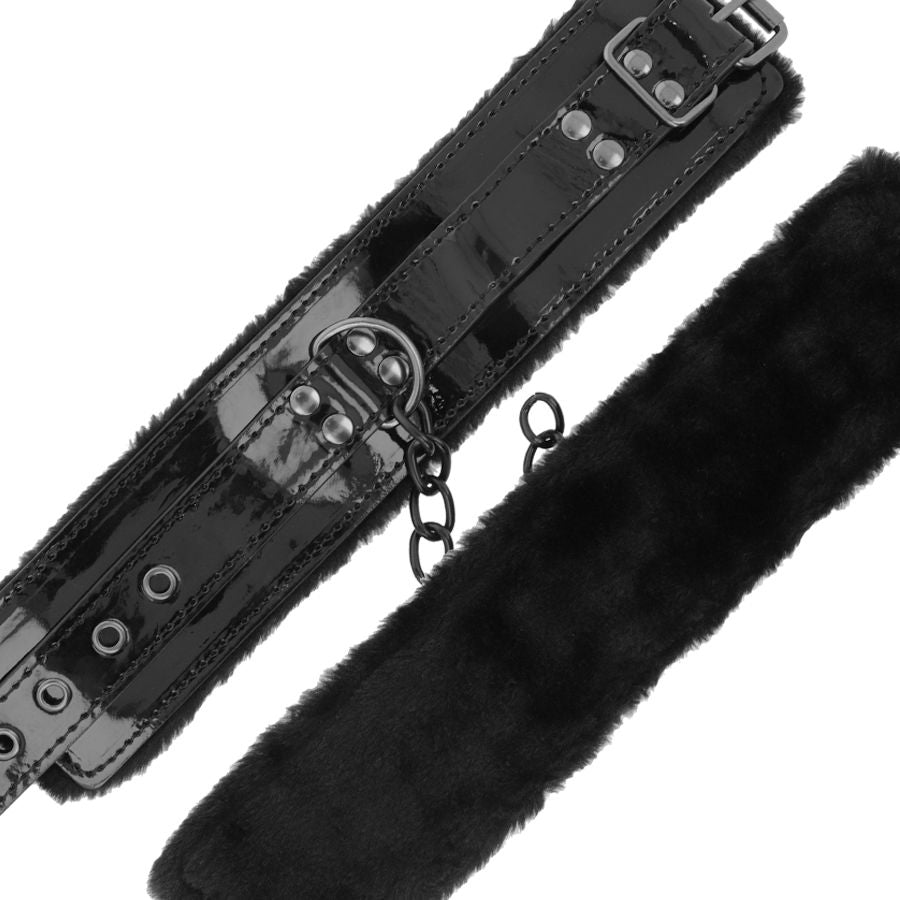 DARKNESS - ESPOSAS CUERO AJUSTABLES TOBILLOS NEGRO CON CANDADO DARKNESS BONDAGE