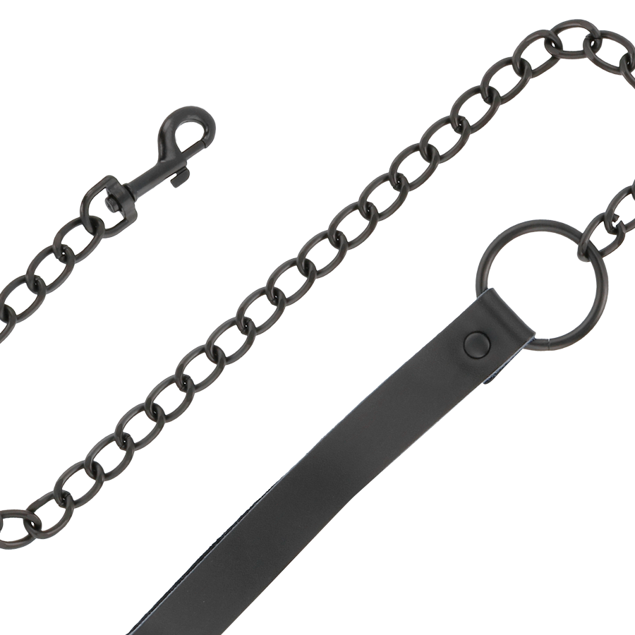 DARKNESS - ESPOSAS Y COLLAR DE CUERO NEGRO DARKNESS