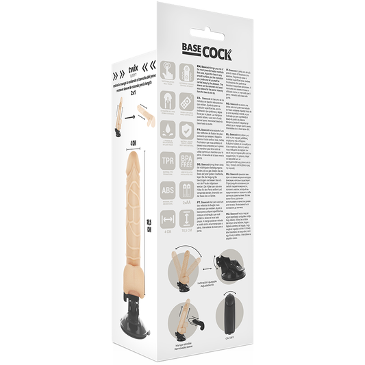 BASECOCK - VIBRADOR REALISTICO CONTROL REMOTO NATURAL 18.5 CM -O- 4CM BASECOCK