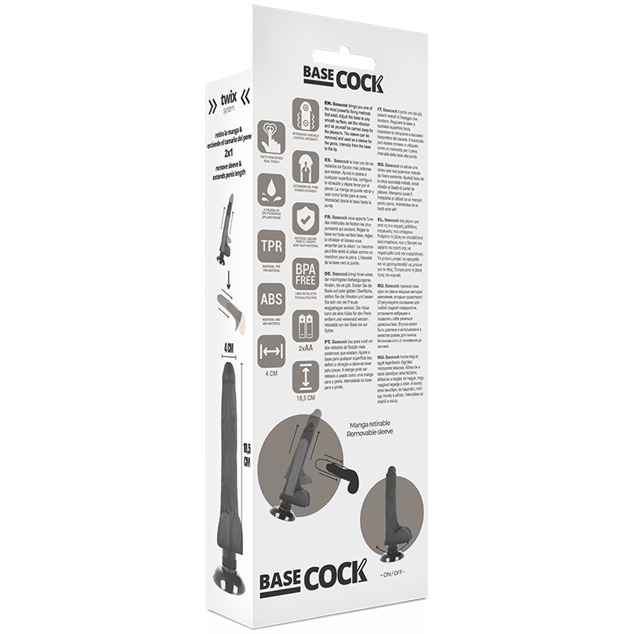 BASECOCK - VIBRADOR REALISTICO 2-1 NATURAL 18.5 CM -O- 4 CM BASECOCK