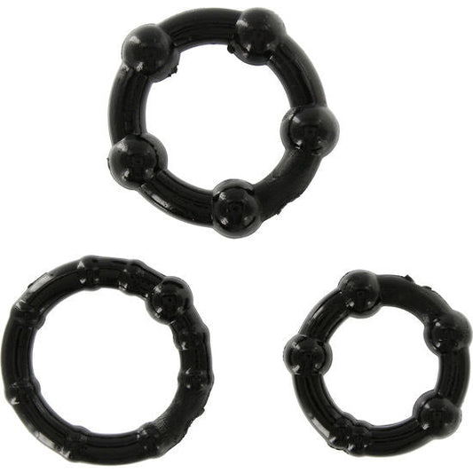 SEVEN CREATIONS - JUEGO TRES ANILLOS PENE NEGRO SEVEN CREATIONS