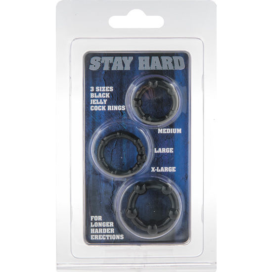 SEVEN CREATIONS - JUEGO TRES ANILLOS PENE NEGRO SEVEN CREATIONS