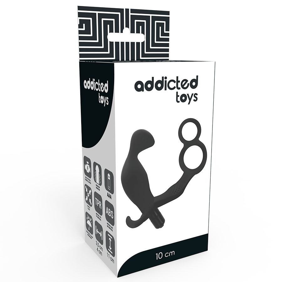 ADDICTED TOYS - PLUG ANAL CON ANILLA DOBLE PENE Y TESTICULOS NEGRO ADDICTED TOYS