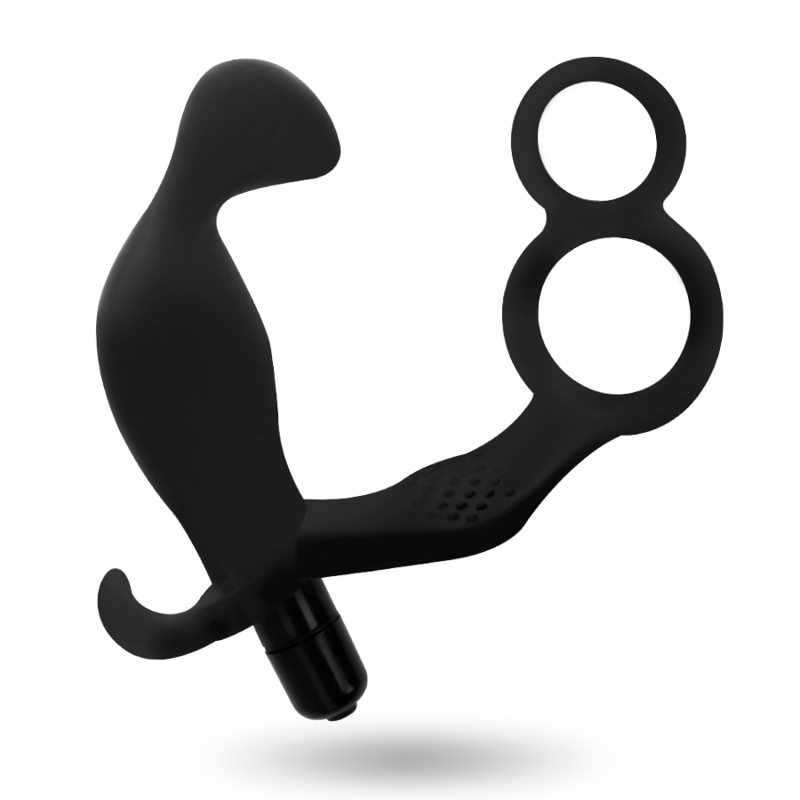ADDICTED TOYS - PLUG ANAL CON ANILLA DOBLE PENE Y TESTICULOS NEGRO ADDICTED TOYS
