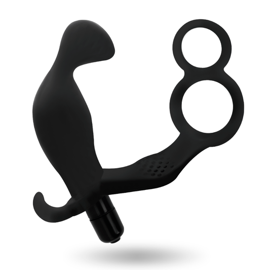 ADDICTED TOYS - PLUG ANAL CON ANILLA DOBLE PENE Y TESTICULOS NEGRO ADDICTED TOYS