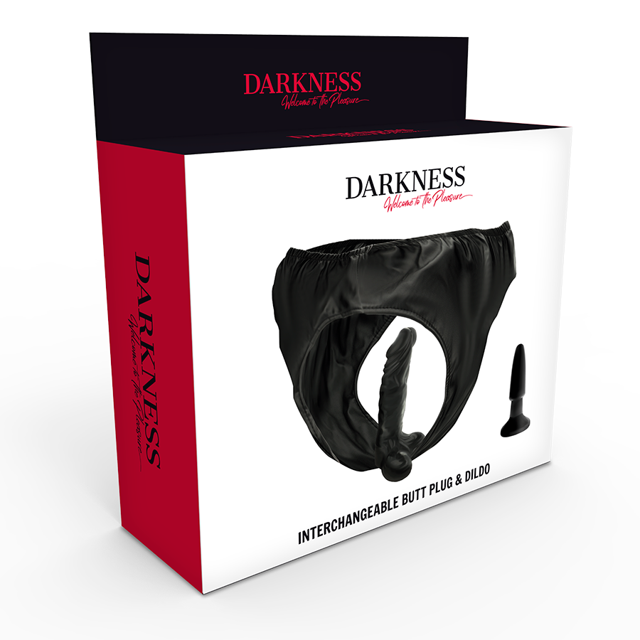DARKNESS - PANTIES CON PLUG Y DILDO INTERCAMBIABLE DARKNESS SENSATIONS