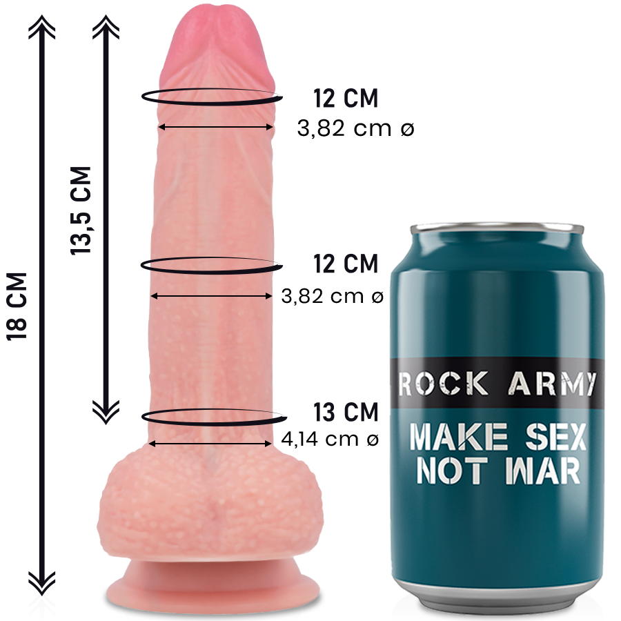 ROCKARMY - MUSTANG DILDO REALISTICO LIQUID SILICONE 18 CM -O- 4.14 CM ROCK ARMY