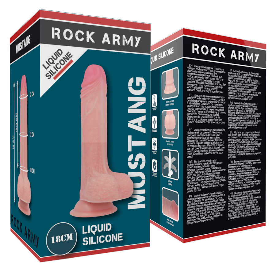 ROCKARMY - MUSTANG DILDO REALISTICO LIQUID SILICONE 18 CM -O- 4.14 CM ROCK ARMY
