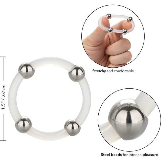 CALEXOTICS - ANILLO DE SILICONA CON CUENTAS DE ACERO TALLA L CALEXOTICS