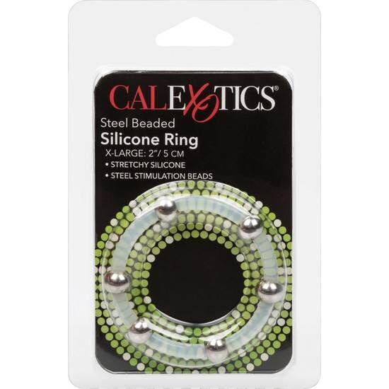 CALEXOTICS - ANILLO DE SILICONA CON CUENTAS DE ACERO TALLA XL CALEXOTICS