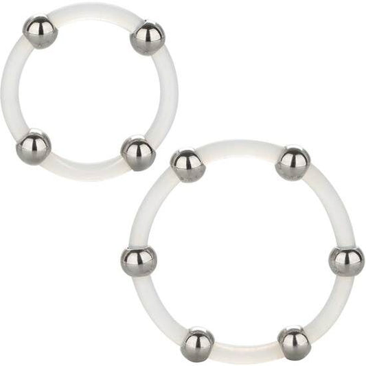 CALEXOTICS - KIT DE 2 UDS ANILLO DE SILICONA CON CUENTAS DE ACERO CALEXOTICS