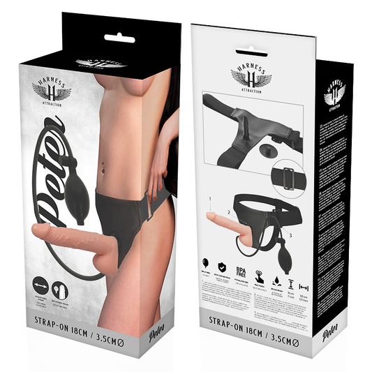 HARNESS ATTRACTION - ARNÉS  PETER CON PENE HINCHABLE 18 CM -O- 3.5 CM HARNESS ATTRACTION